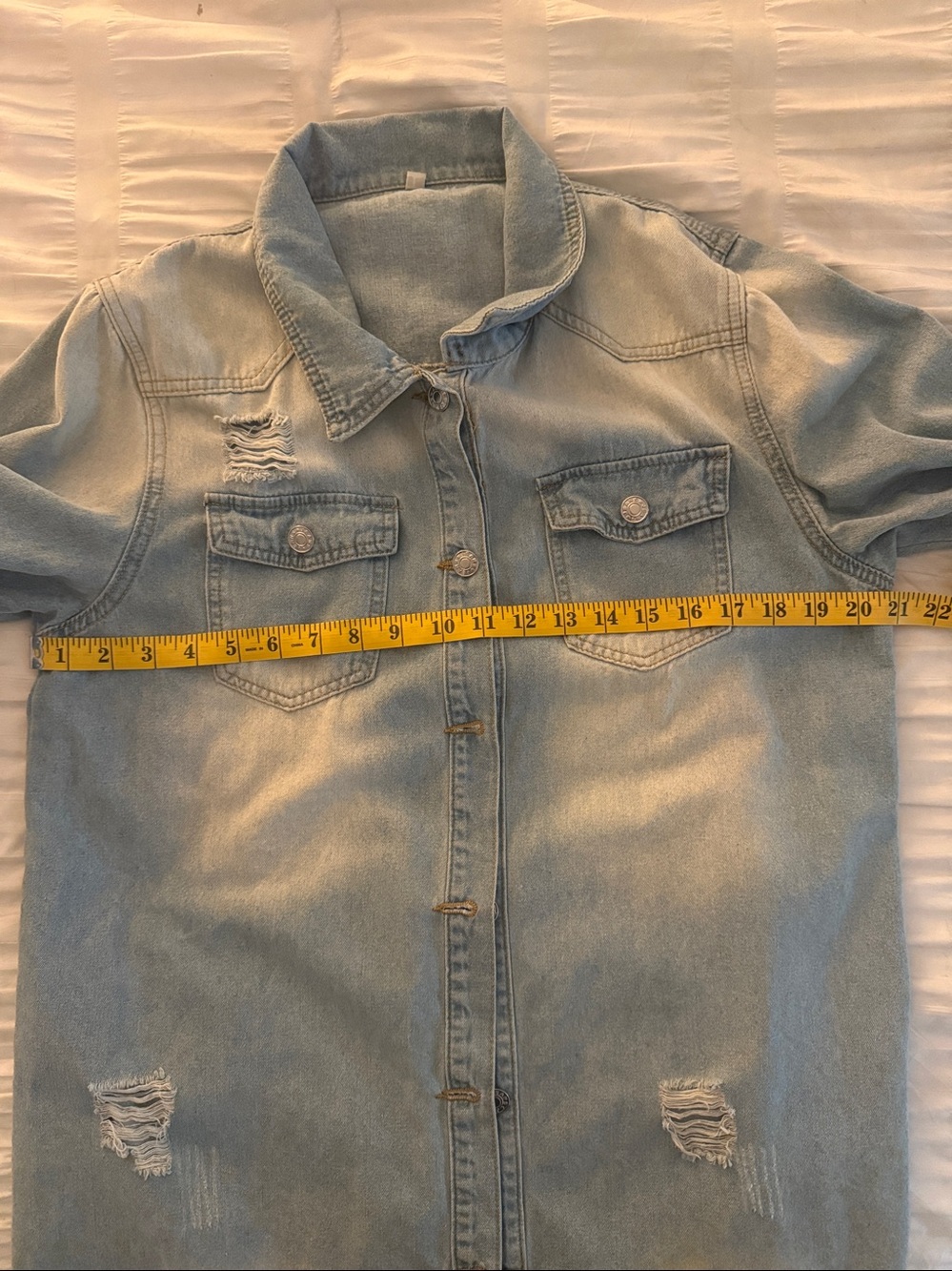 Light Blue Distressed Denim Jacket - Picture 7 of 7